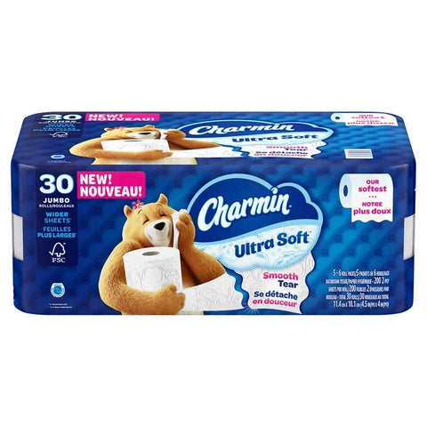 Charmin Ultra Soft Toilet Paper Jumbo Rolls 30 x 200 Sheets